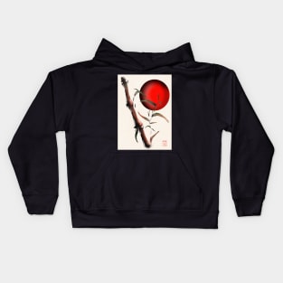 Sumi-e bamboo with a red rising sun Kids Hoodie